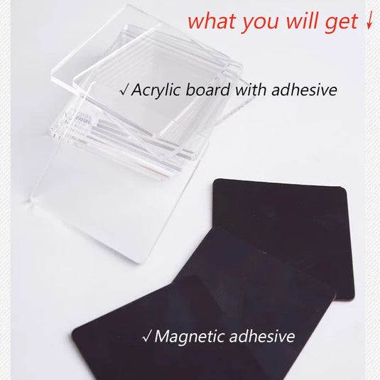 4~50Set DIY Fridge Magnet Craft Set Square Clear Acrylic Magnetic Set with Adhesive DIY Family Gifts for Home Kitchen Decoration
