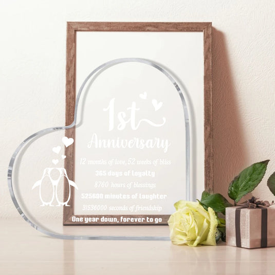 1 Year Anniversary Penguin Couple Gift | Romantic 1st Wedding Anniversary Gift for Him & Her