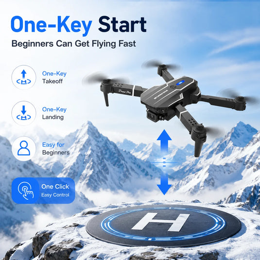 ZNLYRION 2.4Ghz RC Drone with HD Dual Camera Altitude Hold Path Planning Flight 3-Speed Adjustable Foldable Drone Toy