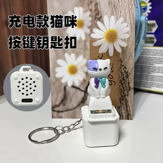 Screaming Goat & Seagull Mine Sound Button Keychain,Light Up Mechanical Switch Fidget Clicker,Noise Maker Novelty Gift for Party
