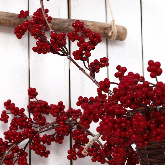 1PC Simulated Wealth Fruit Vine Decoration for Christmas Indoor Home Hanging Fireplace Flower Wreath Ornament
