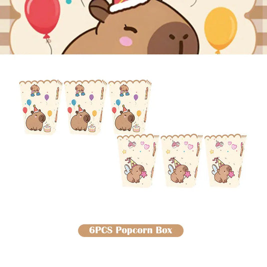 Capybara Decoration Birthday Party Pavors for Girls Capybara Tableware Set Cup Plate Balloons Gift Bags Happy Banner Supplies