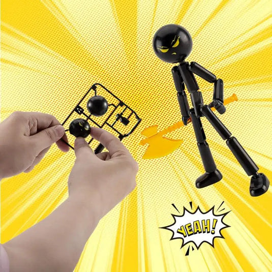 1 Set Novelty Action Figure Stickman Assembled Robot Movable Multi-jointed Stickman Toy 3d Printing Mannequin