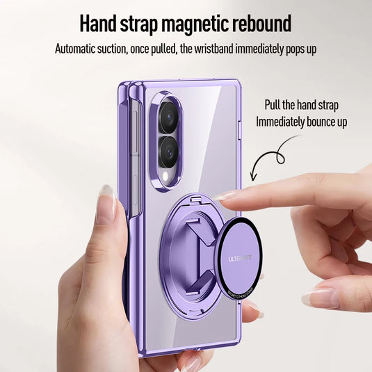 Portable Stand Holder HD Clear Glass Film Fashion Case for Samsung Galaxy Z Fold8 5G Fold 8 Ultra Zfold8 Cell Phone Accessories