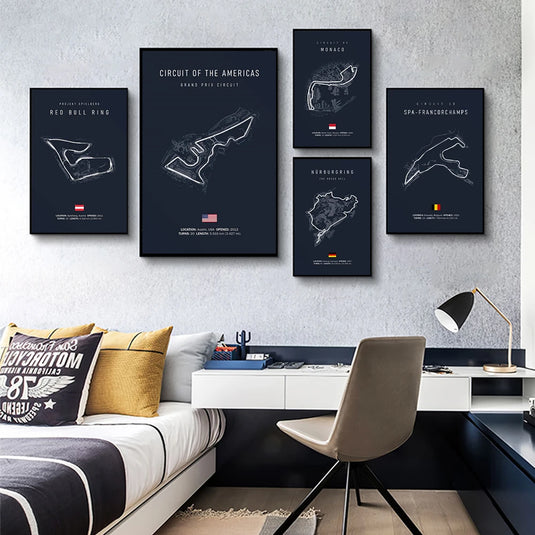 F1 Imola Circuit Canvas Wall Art, Formula 1 Motorsport Track Poster, Nordic Racing Canvas