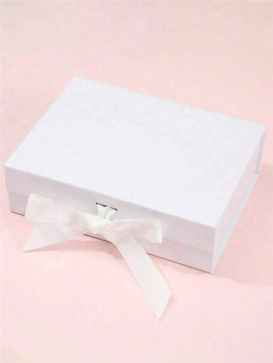 1pc Foldable Magnetic Closure Solid Color Ribbon Gift Box, Wedding Party Gift Box,Suitable For Birthday Holiday Party Christmas
