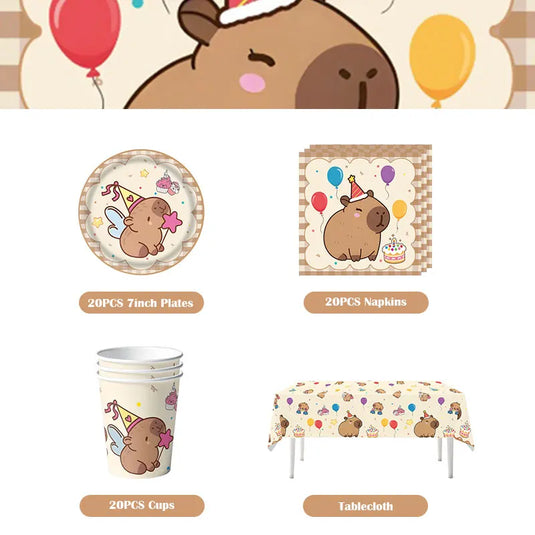 Capybara Decoration Birthday Party Pavors for Girls Capybara Tableware Set Cup Plate Balloons Gift Bags Happy Banner Supplies