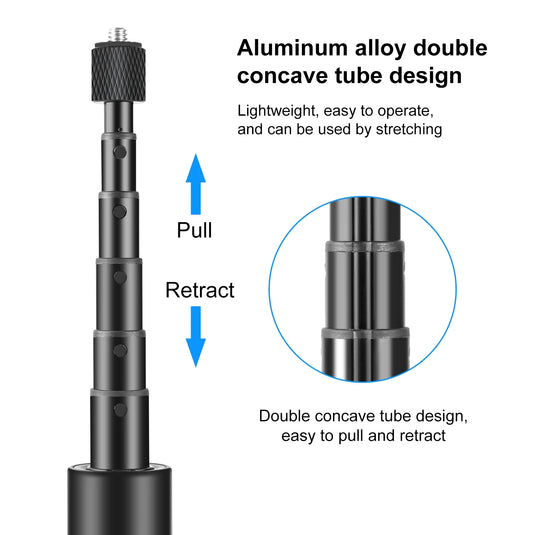 PULUZ 1.22m Retractable Invisible Selfie Stick with Tripod For Insta360 X5 X4 / X4 Air / X3 Panoramic Action Camera Accessories