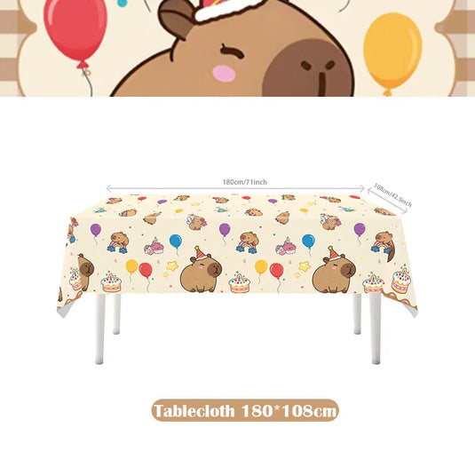 Capybara Decoration Birthday Party Pavors for Girls Capybara Tableware Set Cup Plate Balloons Gift Bags Happy Banner Supplies