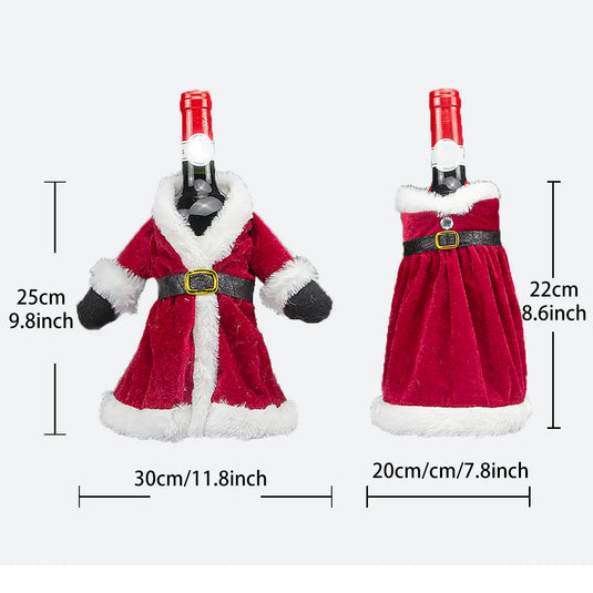 Wine bottle Christmas decoration velvet plush wine bottle bag Christmas red wine set for restaurant decoration