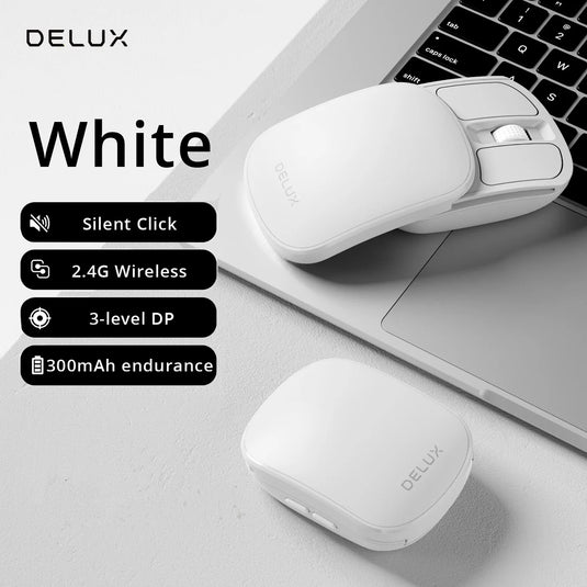 Delux Pocket Folding Mouse Wireless 2.4G Bluetooth5.2 Silent Click Portable Ultra-light 55g for MacBook Tablet Computer PC Mice