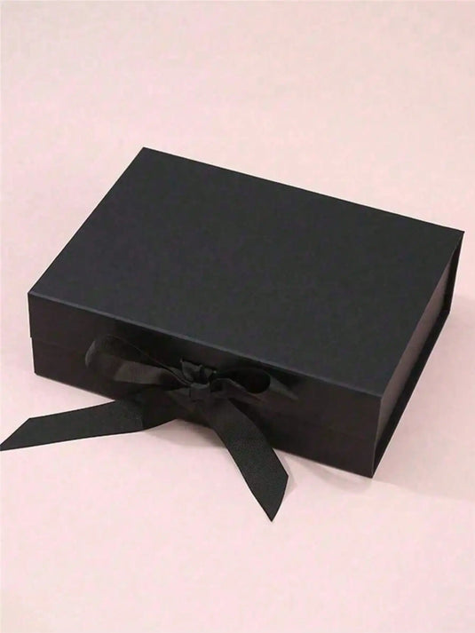 1pc Foldable Magnetic Closure Solid Color Ribbon Gift Box, Wedding Party Gift Box,Suitable For Birthday Holiday Party Christmas