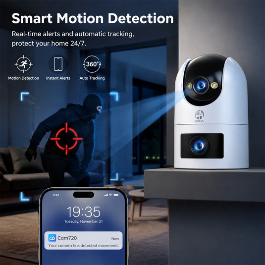 Jooan 4K 8MP Dual Lens Dual Screen IP Camera Wifi Outdoor PTZ Cameras Auto Tracking CCTV Camera Audio Video Indoor Surveillance