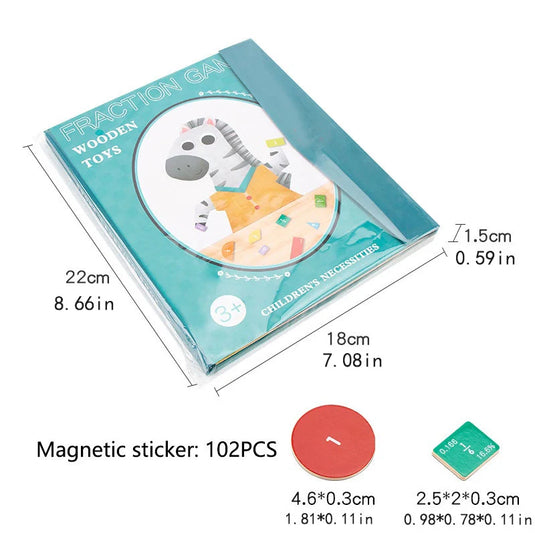 Children Magnetic Fraction Learning Math Toys Wooden Fraction Book Set Parish Teaching Aids Arithmetic Learning Educational Toys