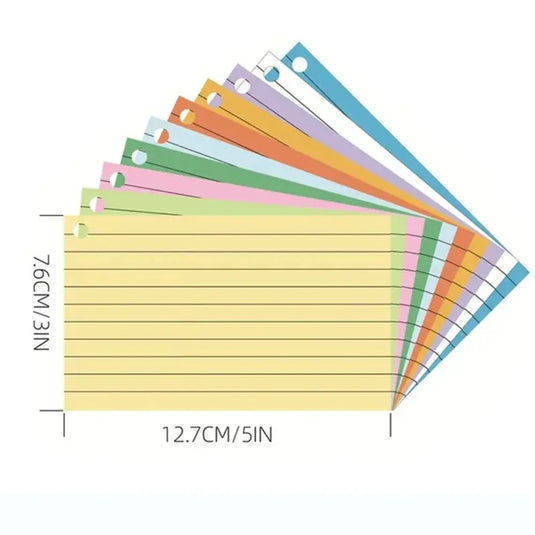 Kawai 50Pcs Binder Horizontal Line Memo Book Loose Leaf Index Cards Flash Cards Small Revision Cards for Study Office NotePads
