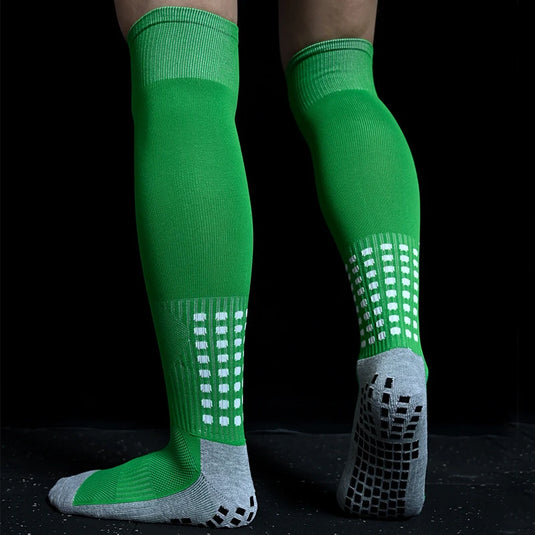 Men's Long Football Socks, Non-Slip Soccer Compression Socks, Breathable Knee High Athletic