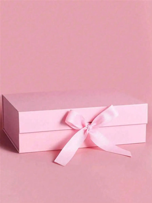 1pc Foldable Magnetic Closure Solid Color Ribbon Gift Box, Wedding Party Gift Box,Suitable For Birthday Holiday Party Christmas
