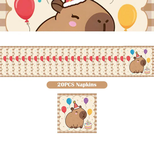 Capybara Decoration Birthday Party Pavors for Girls Capybara Tableware Set Cup Plate Balloons Gift Bags Happy Banner Supplies