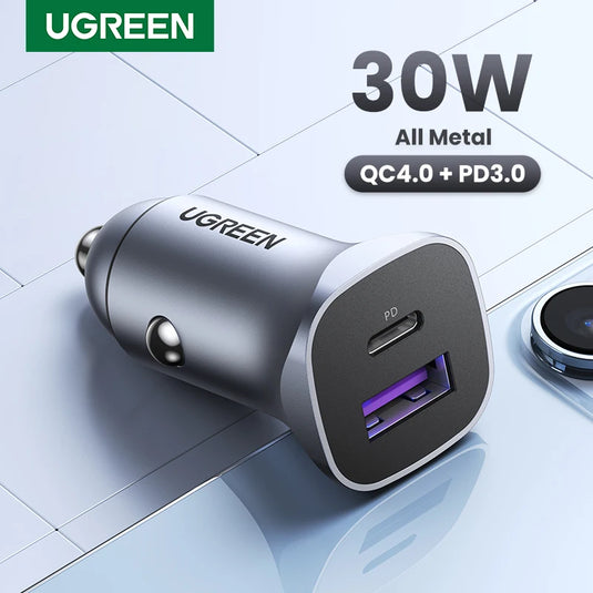 UGREEN Car Charger USB-C Fast Charging 4.0 – PD Charger for iPhone 17/16/15, Xiaomi & More