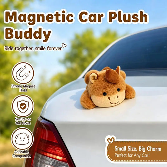 Magnetic Car Plush Toy Cute Cat Bear Stuffed Doll Roof Trunk External Decoration Magnet Car Ornament Styling Accessory
