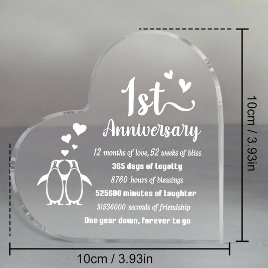 1 Year Anniversary Penguin Couple Gift | Romantic 1st Wedding Anniversary Gift for Him & Her
