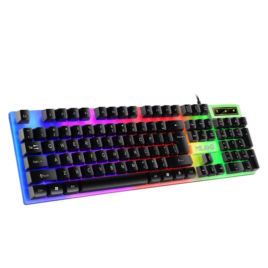 KEBIDUMEI USB Wired Keyboard RGB Backlit Gaming Keyboard 104 Keys Standard Keyboard Membrane Keyboard For PC Laptop Windows IOS