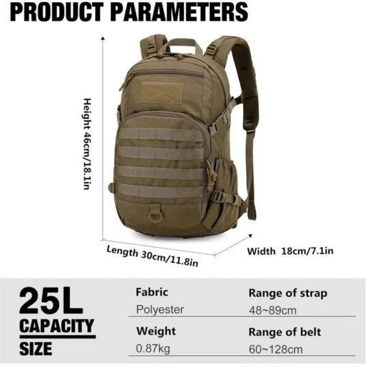 Outdoor Gear 25L Capacity Hiking Backpack Durable Water-Resistant Fitness Bag Lightweight Molle Backpack Backpacking