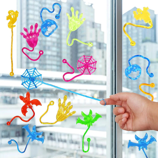 10Pcs Spider Web Elastic Sticky Stretchable Climbing Hand Novelty Toys for Kids Halloween Birthday Party Decorations Gifts